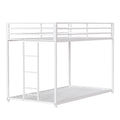 Adam Twin Over Twin Metal Bunk, White Twin Box Spring Not Required White Metal Bedroom Bed Frame Metal Metal