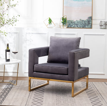 Lenola Contemporary Upholstered Accent Arm Chair, Gray Gray Polyester