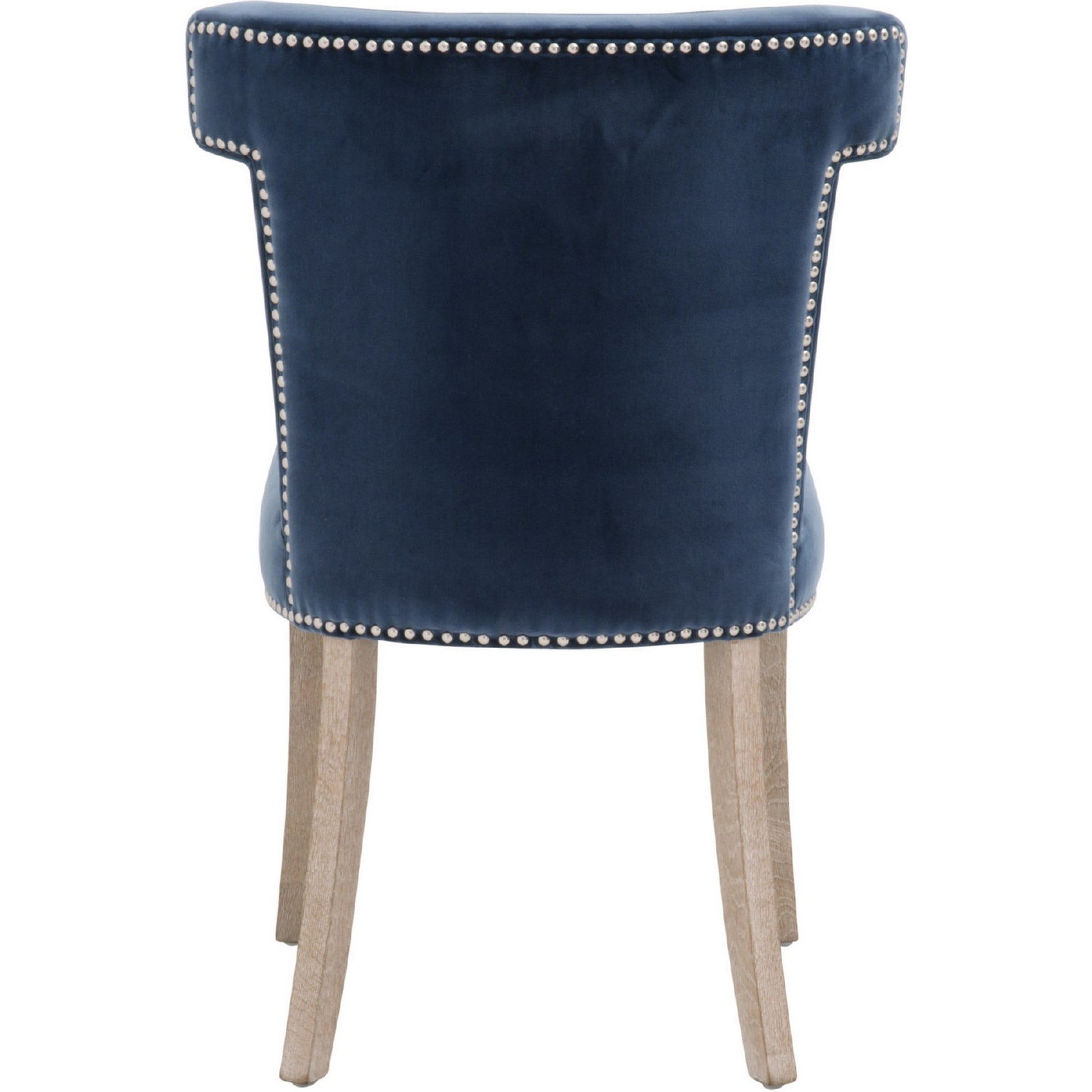 Fabric Sculpted Wingback Dining Chair Saber Legs, Blue Blue Wood Fabric