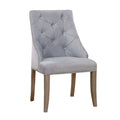 23 Inch Flannelette Dining Side Chair, Button Tufted, Set Of 2, Gray Gray Wood Fabric