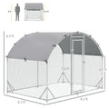 Pawhut Large Chicken Coop Metal Chicken Run With Waterproof And Anti Uv Cover, Dome Shaped Walk In Fence Cage Hen House For Outdoor And Yard Farm Use, 1