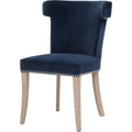 Fabric Sculpted Wingback Dining Chair Saber Legs, Blue Blue Wood Fabric