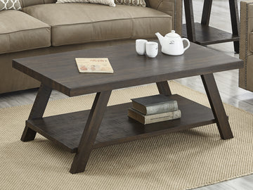 Athens Contemporary Wood Shelf Coffee Table In Weathered Espresso Espresso Wood