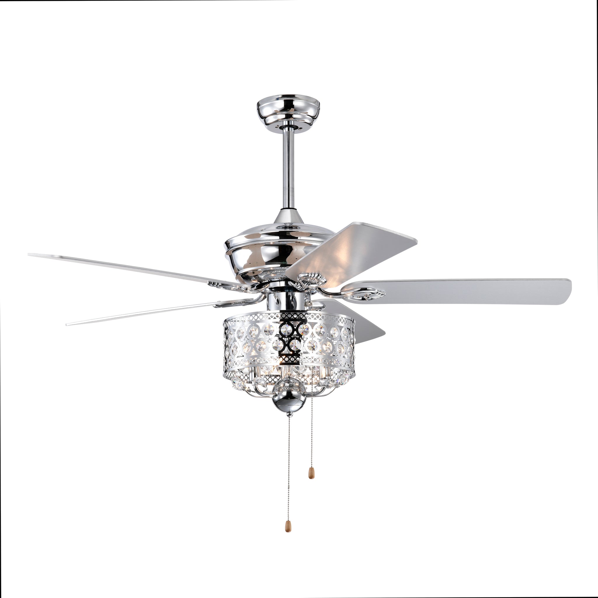 52 Inch Indoor Ceiling Fan With Pull Chain,Reversible Ac Motorspull Chain Chrome No Include Bulb Chrome American Traditional,Antique,Classic,Contemporary Plywood Metal