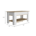 Storage Table, Four Legs, Lower Shelf, Light Oak White Multicolor Particle Board Particle Board