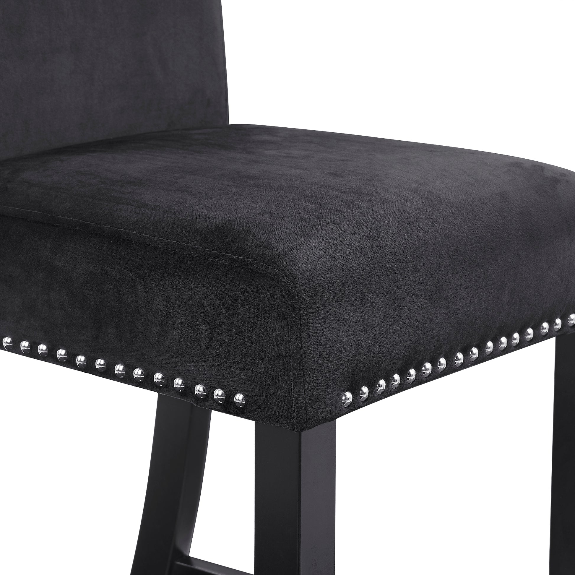 5 Piece Dining Table And Chair Set, Wooden Dining Table And Chair With 4 Chairs For Small Spaces, Modern Square Counter Height Dining Table, Compact Mid Century Modern Home Table And Chair Set, Uphols Black Gray Solid Wood Mdf