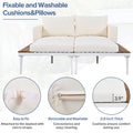 Modern Outdoor Daybed Patio Metal Daybed With Wood Topped Side Spaces For Drinks, 2 In 1 Padded Chaise Lounges For Poolside, Balcony, Deck, Beige Yes Lounge Beige Weather Resistant Frame Fade