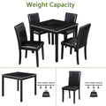 5 Piece Wooden Dining Table Set, Kitchen Table Set With A Square Table And 4 Upholstered Chairs, Wooden Dining Room Table With Crystal Decoration And Chairs Set For Kitchen, Dining Room, Black Black Seats 4 Dining Room 4 Leg Square Dining Table With