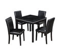 5 Piece Wooden Dining Table Set, Kitchen Table Set With A Square Table And 4 Upholstered Chairs, Wooden Dining Room Table With Crystal Decoration And Chairs Set For Kitchen, Dining Room, Black Black Seats 4 Dining Room 4 Leg Square Dining Table With