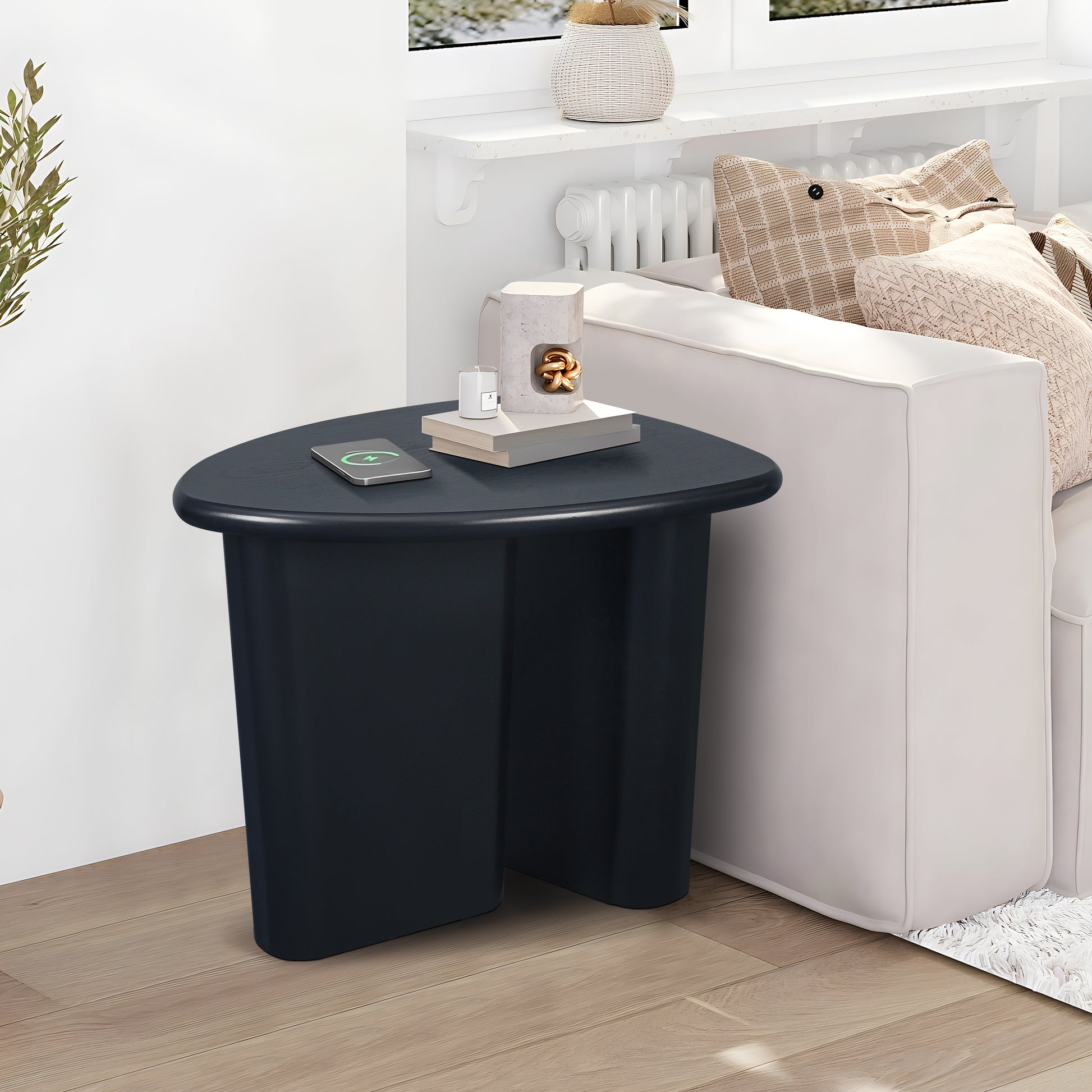 Tapered Tabletop Side Table Black Antique Black Mdf