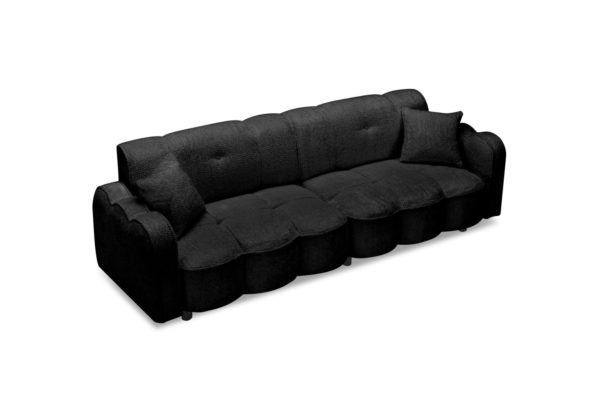 96.06 Inch Large Teddy Plush Sofa For Living Room And Entertainment Space. Black Brown Velvet Wood Primary Living Space Loose Back Medium Soft Contemporary Eucalyptus Square Arms Foam Foam 3 Seat