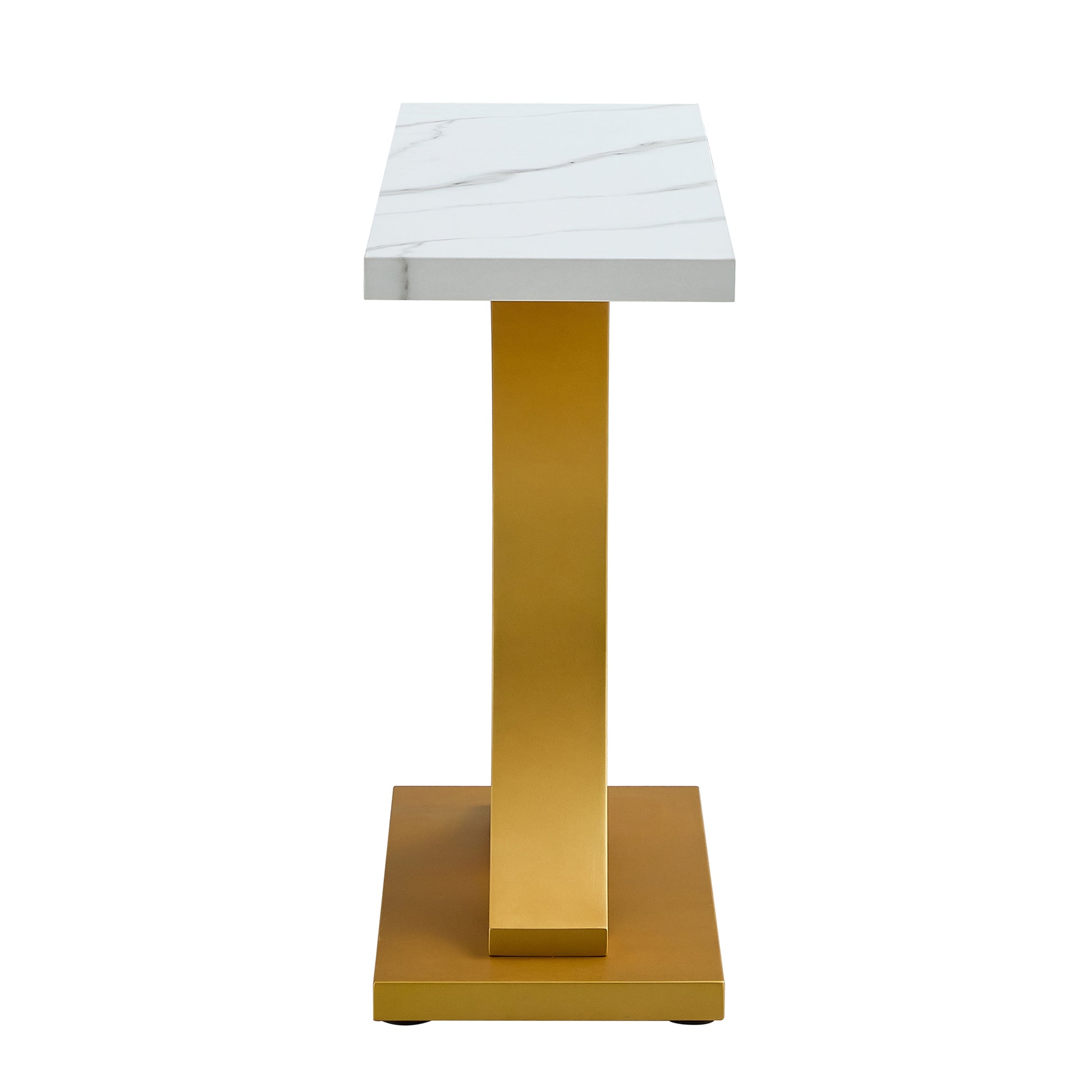 A Modern Minimalist Style Foyer Table With White Tabletop, Gold Bracket, And Bottom Plate, Enhancing The Beauty And Artistic Atmosphere Of The Home, Suitable For The Foyer Fxg White Gold Mdf