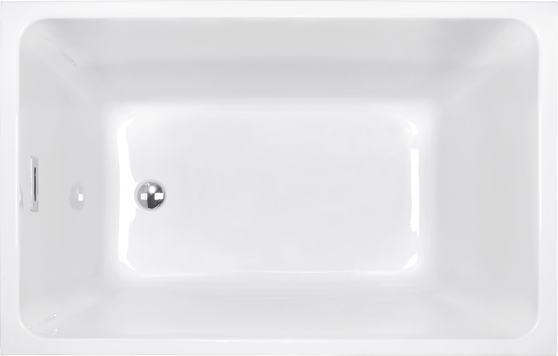 43" Acrylic Freestanding Bathtub: Spacious Rectangle Shape, Gloss White Finish, Chrome Overflow & Pop Up Drain White Rectangle Bathroom Freestanding Tubs Polished Less Than 59 In Contemporary Soaking Center Acrylic Acrylic