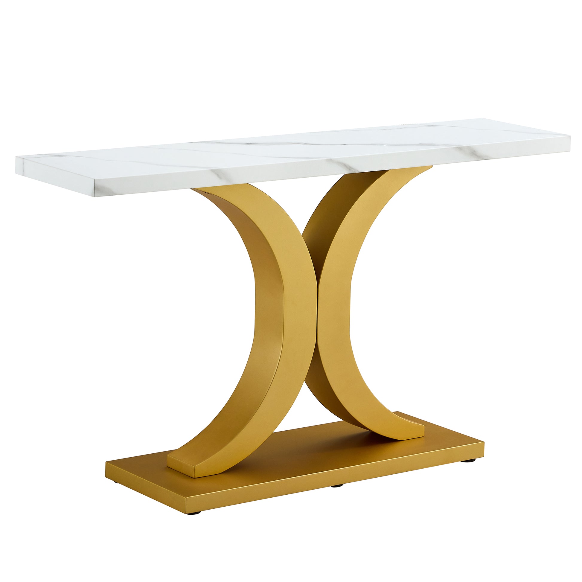 A Modern Minimalist Style Foyer Table With White Tabletop, Gold Bracket, And Bottom Plate, Enhancing The Beauty And Artistic Atmosphere Of The Home, Suitable For The Foyer Fxg White Gold Mdf