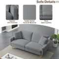 74.41 Inch Teddy Velvet Sofa Bed With Separate Adjustment Backrest And Storage Function Gray Light Brown Velvet Wood Primary Living Space Medium Soft Loose Back Contemporary Square Arms Foam Foam 2 Seat