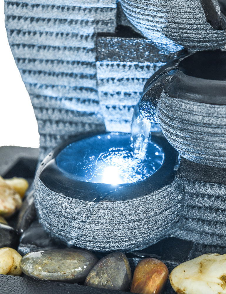 Drop 10Inches Desktop Water Fountain Submersible Pump Indoor Decoration For Office Homedrop 10Inches Desktop Water Fountain Submersible Pump Indoor Decoration For Office Homedrop 10Inche Gray Resin