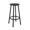 5 Piece Rural Kitchen Table With Four Bar Stools, Metal Frame And Mdf, Black Black Seats 4 Mdf
