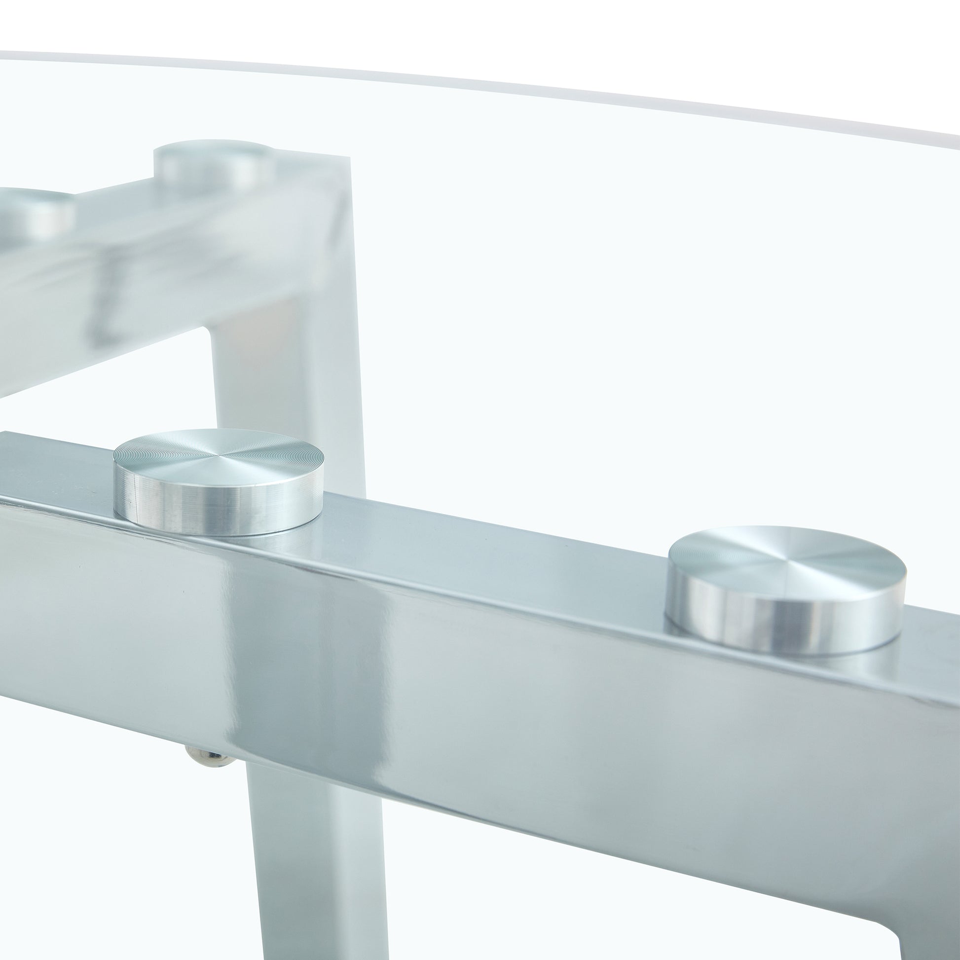Modern Minimalist Style Circular Transparent Tempered Glass Table, Tempered Glass Tabletop, Silver Metal Table Legs, Suitable For Kitchen, Dining Room, And Living Room, 42 "* 42" * 29.5 "1123R Transparent Glass