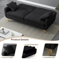 74.41 Inch Teddy Velvet Sofa Bed With Separate Adjustment Backrest And Storage Function Black Light Brown Velvet Wood Primary Living Space Medium Soft Loose Back Contemporary Eucalyptus Square Arms Foam Foam 2 Seat