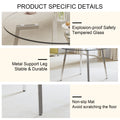 Modern Minimalist Style Circular Transparent Tempered Glass Table, Tempered Glass Tabletop, Silver Metal Table Legs, Suitable For Kitchen, Dining Room, And Living Room, 42 