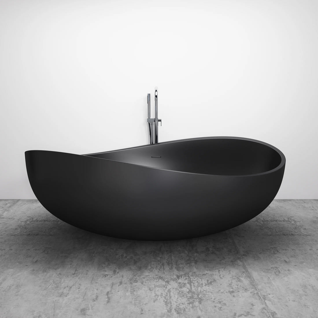 63'' Single Slipper Tub Solid Surface Stone Resin Freestanding Soaking Bathtub Comfortable Backrest White Engineered Stone