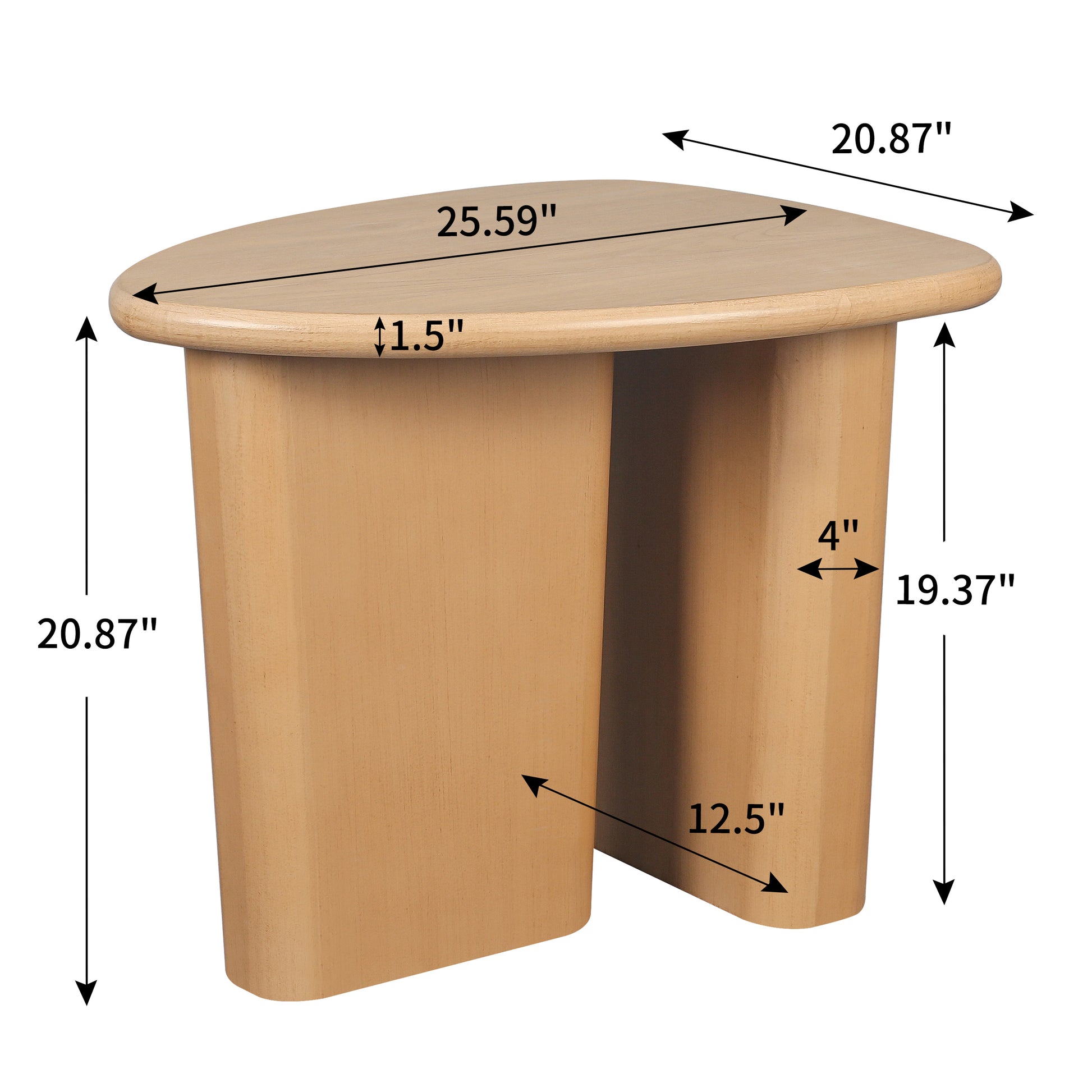 Tapered Tabletop Side Table Natural Wood Natural Wood Mdf