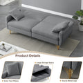 74.41 Inch Teddy Velvet Sofa Bed With Separate Adjustment Backrest And Storage Function Gray Light Brown Velvet Wood Primary Living Space Medium Soft Loose Back Contemporary Square Arms Foam Foam 2 Seat