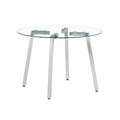 Modern Minimalist Style Circular Transparent Tempered Glass Table, Tempered Glass Tabletop, Silver Metal Table Legs, Suitable For Kitchen, Dining Room, And Living Room, 42 