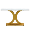 A Modern Minimalist Style Foyer Table With White Tabletop, Gold Bracket, And Bottom Plate, Enhancing The Beauty And Artistic Atmosphere Of The Home, Suitable For The Foyer Fxg White Gold Mdf