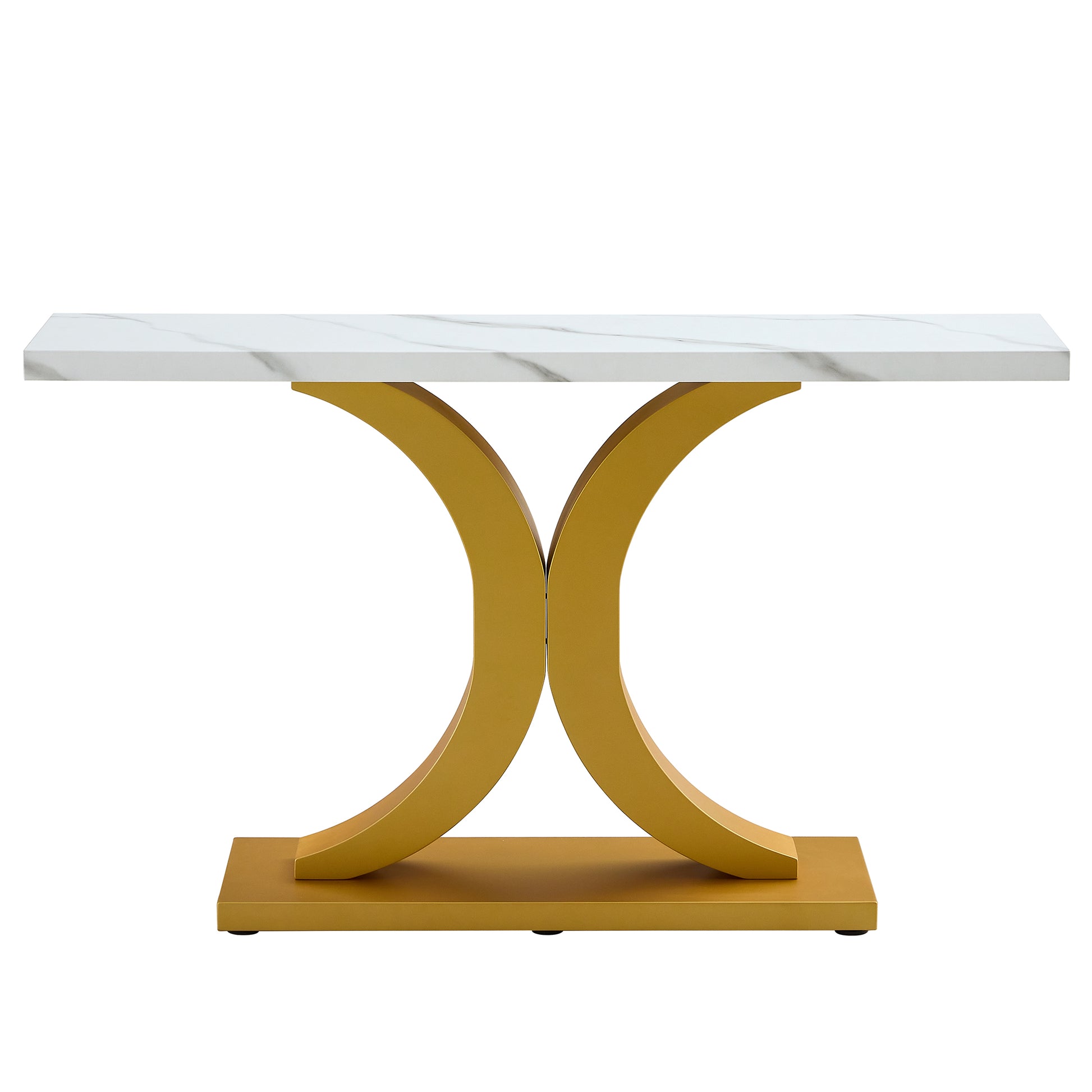 A Modern Minimalist Style Foyer Table With White Tabletop, Gold Bracket, And Bottom Plate, Enhancing The Beauty And Artistic Atmosphere Of The Home, Suitable For The Foyer Fxg White Gold Mdf