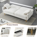 74.41 Inch Teddy Velvet Sofa Bed With Separate Adjustment Backrest And Storage Function White Light Brown Velvet Wood Primary Living Space Medium Soft Loose Back Contemporary Eucalyptus Square Arms Foam Foam 2 Seat