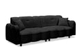 96.06 Inch Large Teddy Plush Sofa For Living Room And Entertainment Space. Black Brown Velvet Wood Primary Living Space Loose Back Medium Soft Contemporary Eucalyptus Square Arms Foam Foam 3 Seat