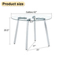 Modern Minimalist Style Circular Transparent Tempered Glass Table, Tempered Glass Tabletop, Silver Metal Table Legs, Suitable For Kitchen, Dining Room, And Living Room, 42 