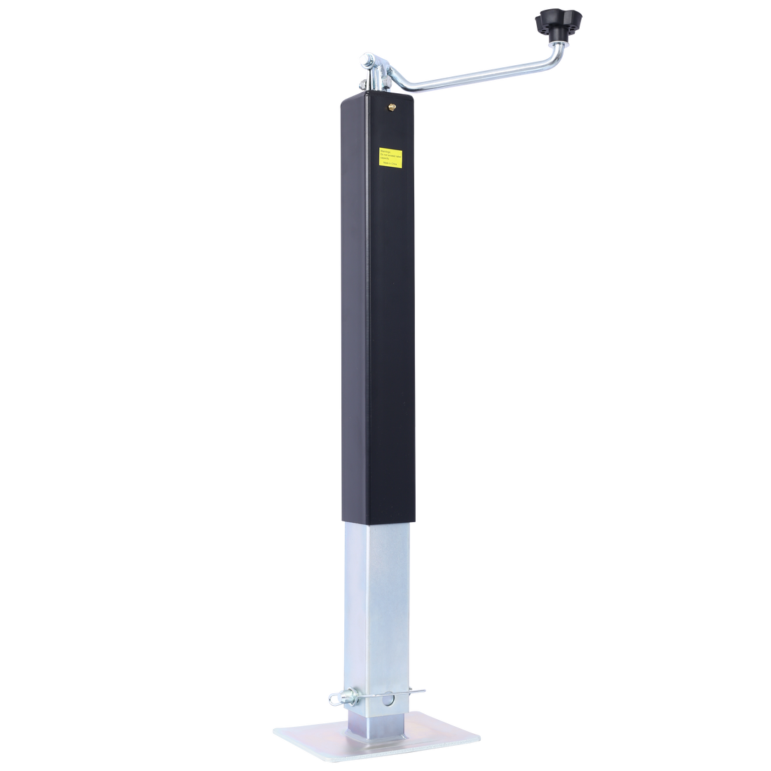 8,000 Lbs. Top Wind Weld On Square Tube Drop Leg Jack Black Steel