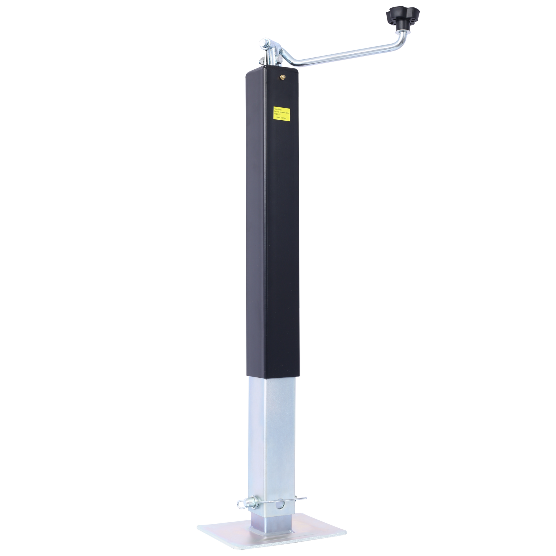 8,000 Lbs. Top Wind Weld On Square Tube Drop Leg Jack Black Steel