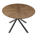 47.25'' Round Mdf Coffee Table End Table Short Leisure Tea Table Cross Legs Metal Base, Easy To Assemble,Walnut Walnut Mdf Iron