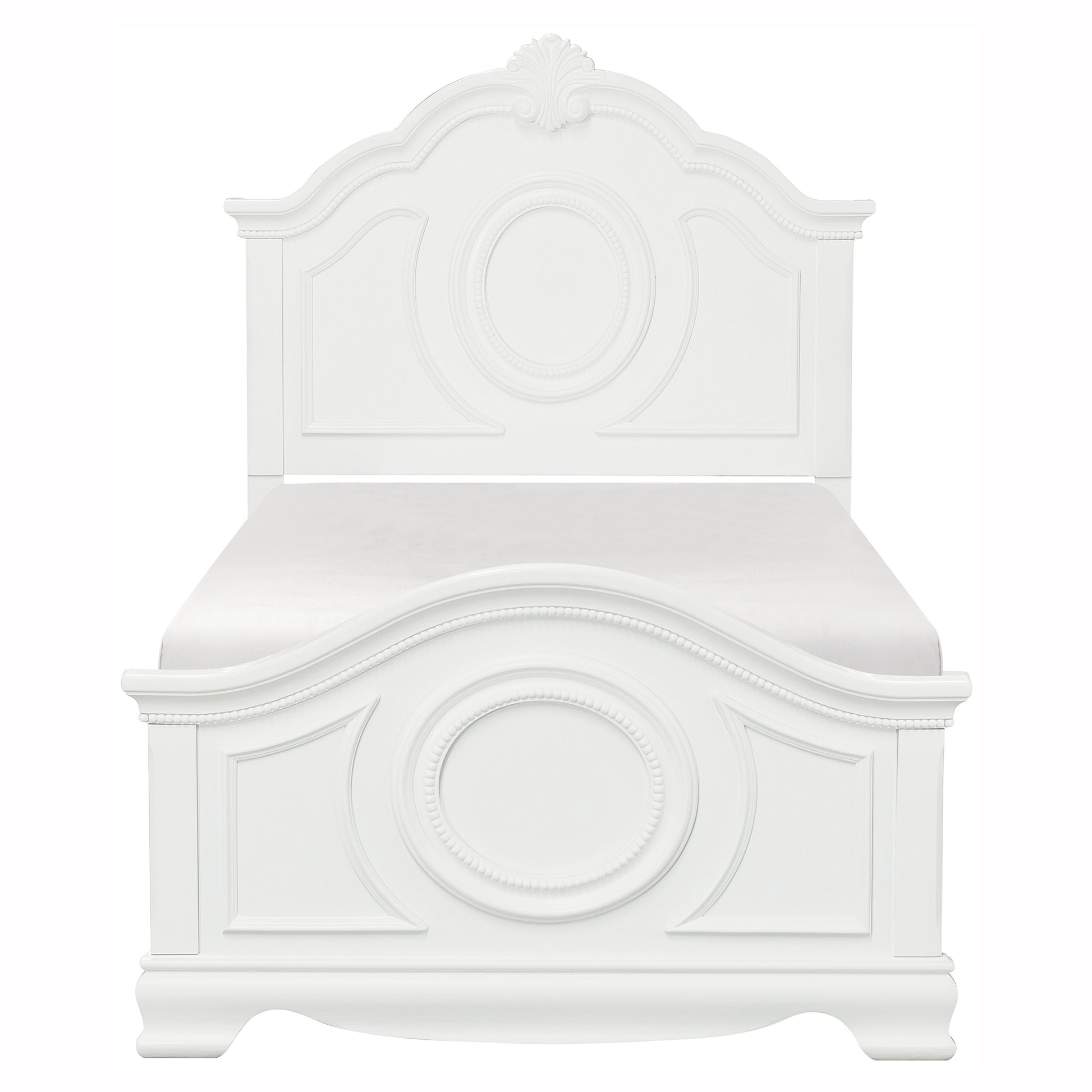 Classic White Finish Panel Bed Traditional Style Twin Size Bed Bedroom Furniture Wooden Box Spring Required Twin White Wood Bedroom Classic,Traditional Wood