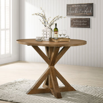 Windvale Cross Buck Base Counter Height Dining Table Brown Wood