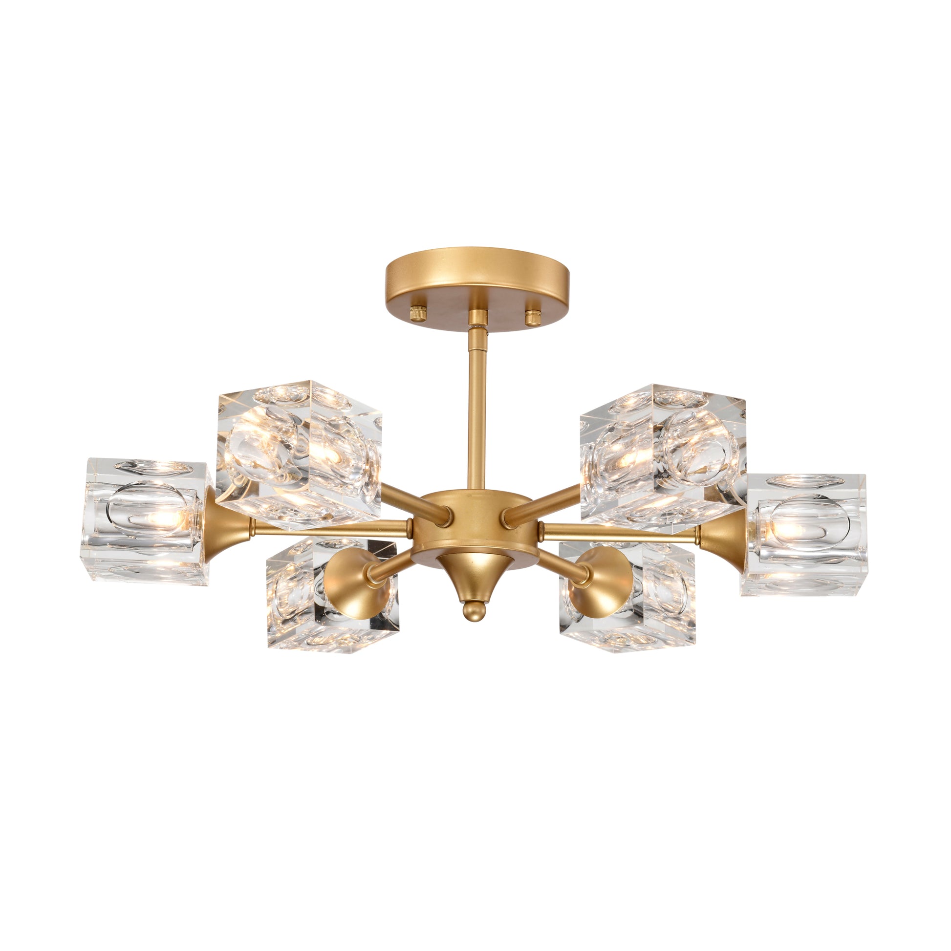 Modern Luxurious Crystal Ceiling Light, 6 Lights G9 Bulb Modern Crystal Ceiling Light For Dining Room, Pendant Lamp Ceiling Lighting For Living Bedroom Hall Balcony Matte Gold Gold American Design,Luxury,Modern,Vintage Metal Crystal