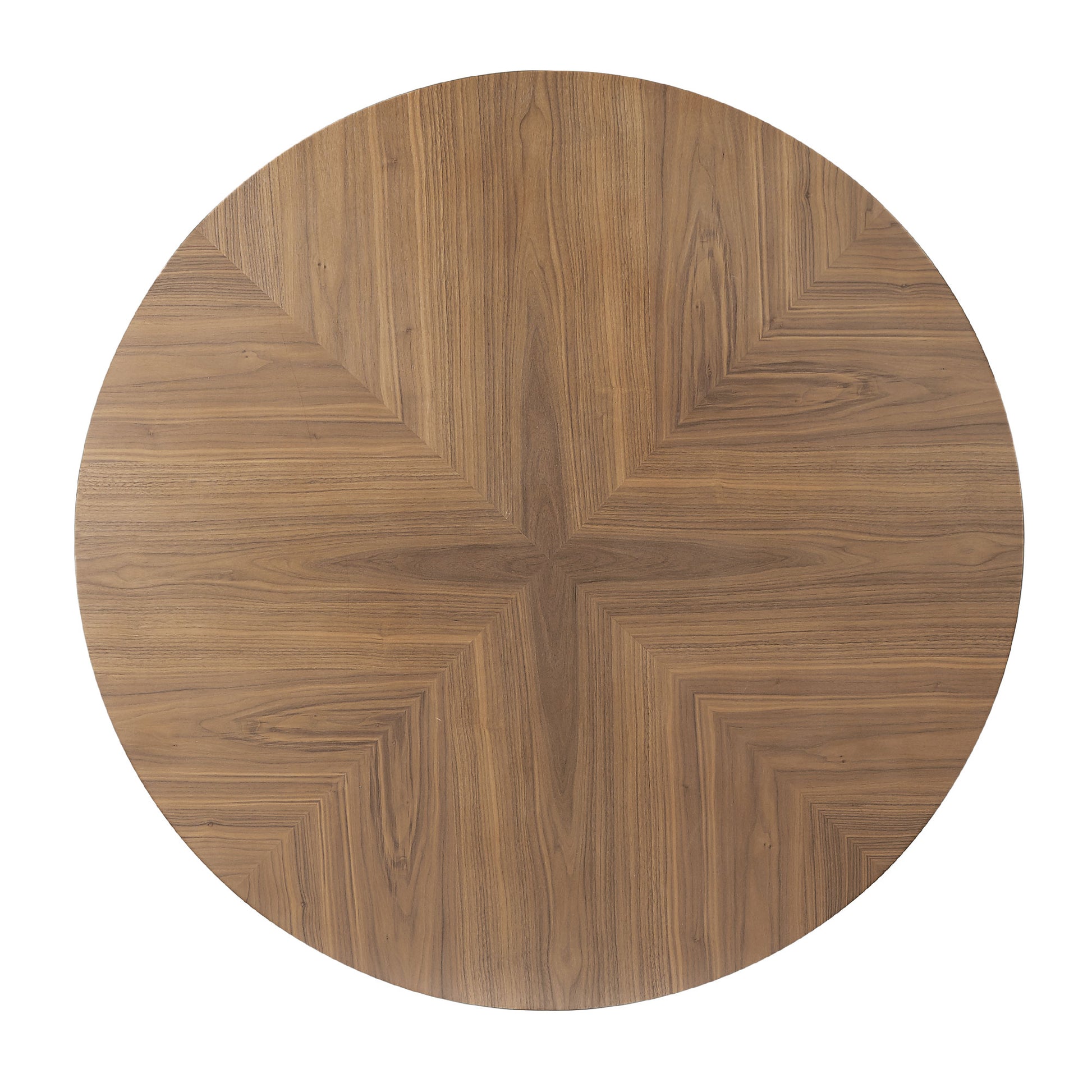 47.25'' Round Mdf Coffee Table End Table Short Leisure Tea Table Cross Legs Metal Base, Easy To Assemble,Walnut Walnut Mdf Iron