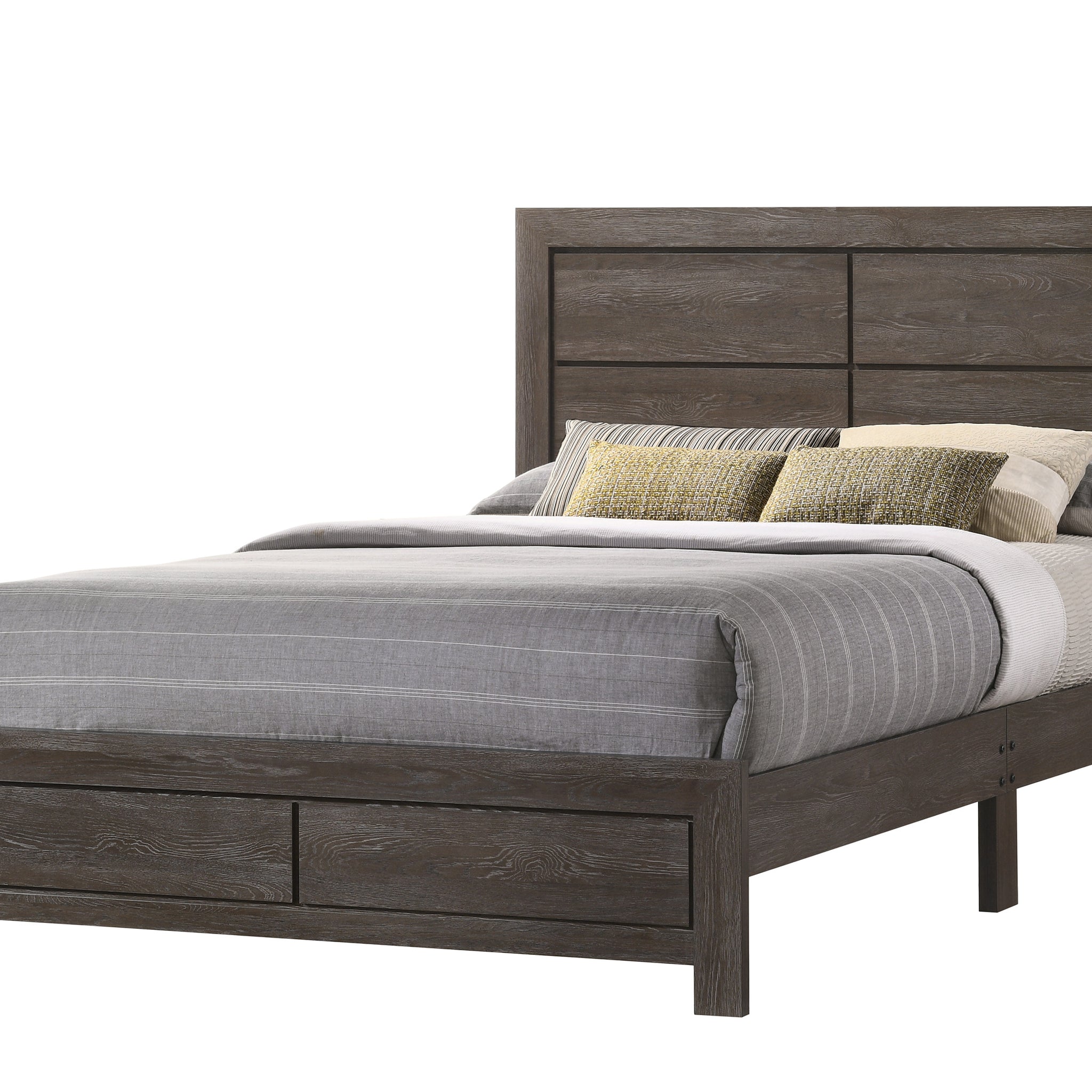 Hopkins King Bed In One Box Brown Dark Brown Wood