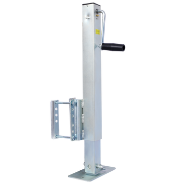 Heavy Duty Trailer Jack, Fixed Mount Jack W Drop Leg, 28.6 In. Of Lift, Max Load 2,500 Lbs Silver Steel