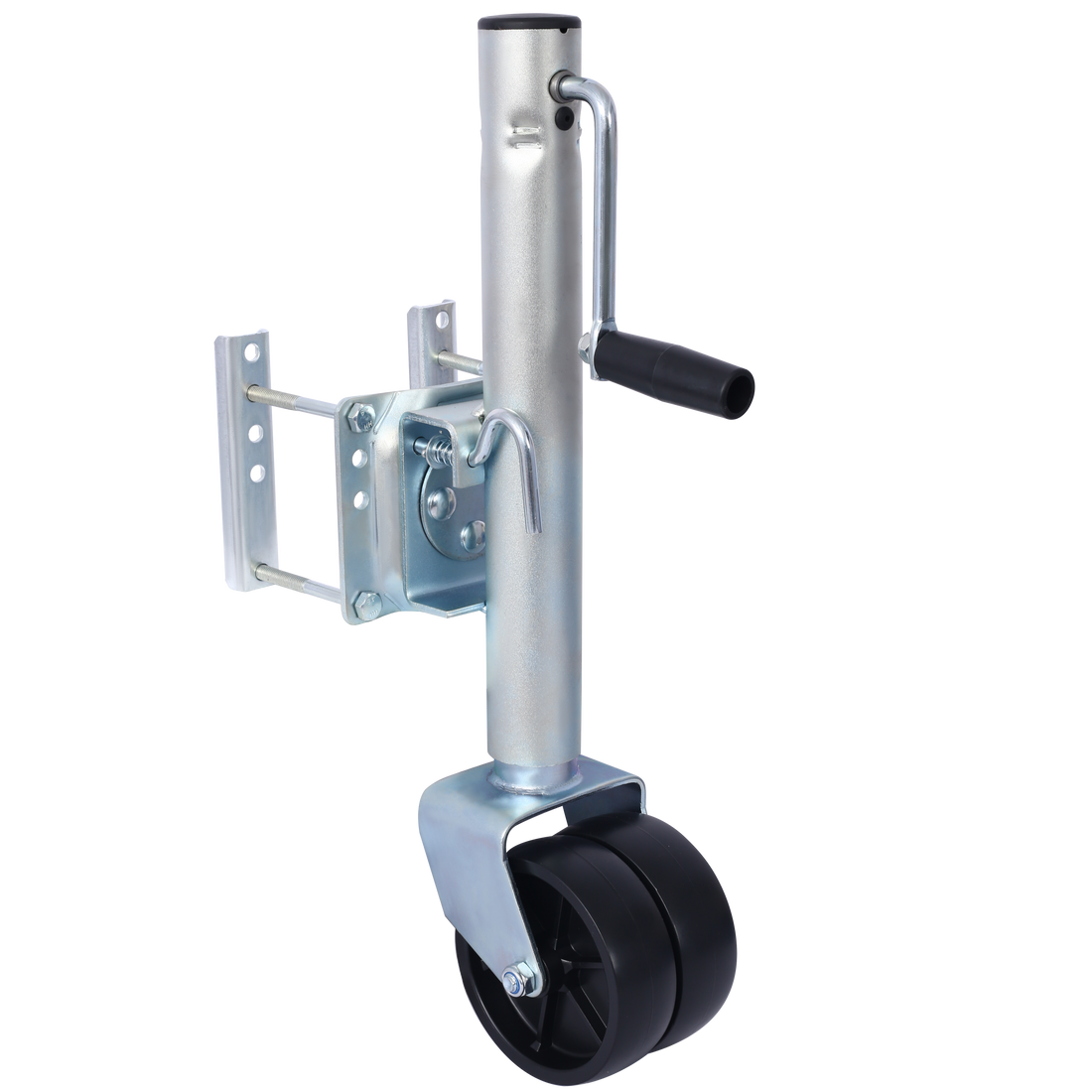 1500Lbs Trailer Jack With Double Wheel, Adjustable 12" Lift Travel, Boat On For Boat Rv Utility, Swivel Tongue Towing Dual Wheel Silver Steel