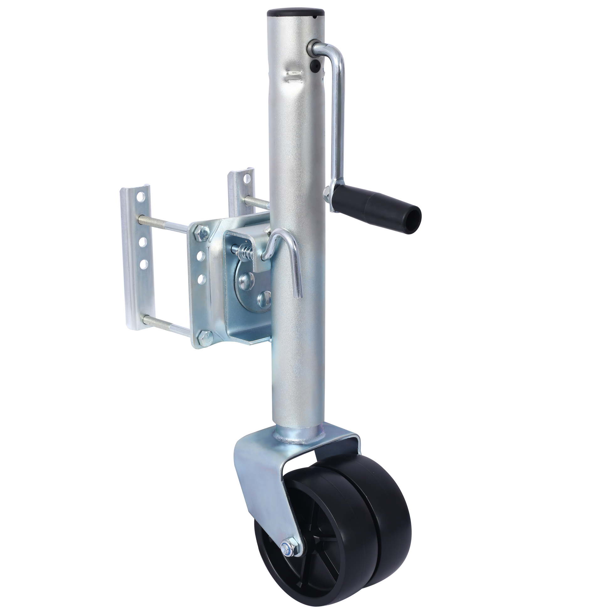 1500Lbs Trailer Jack With Double Wheel, Adjustable 12" Lift Travel, Boat On For Boat Rv Utility, Swivel Tongue Towing Dual Wheel Silver Steel