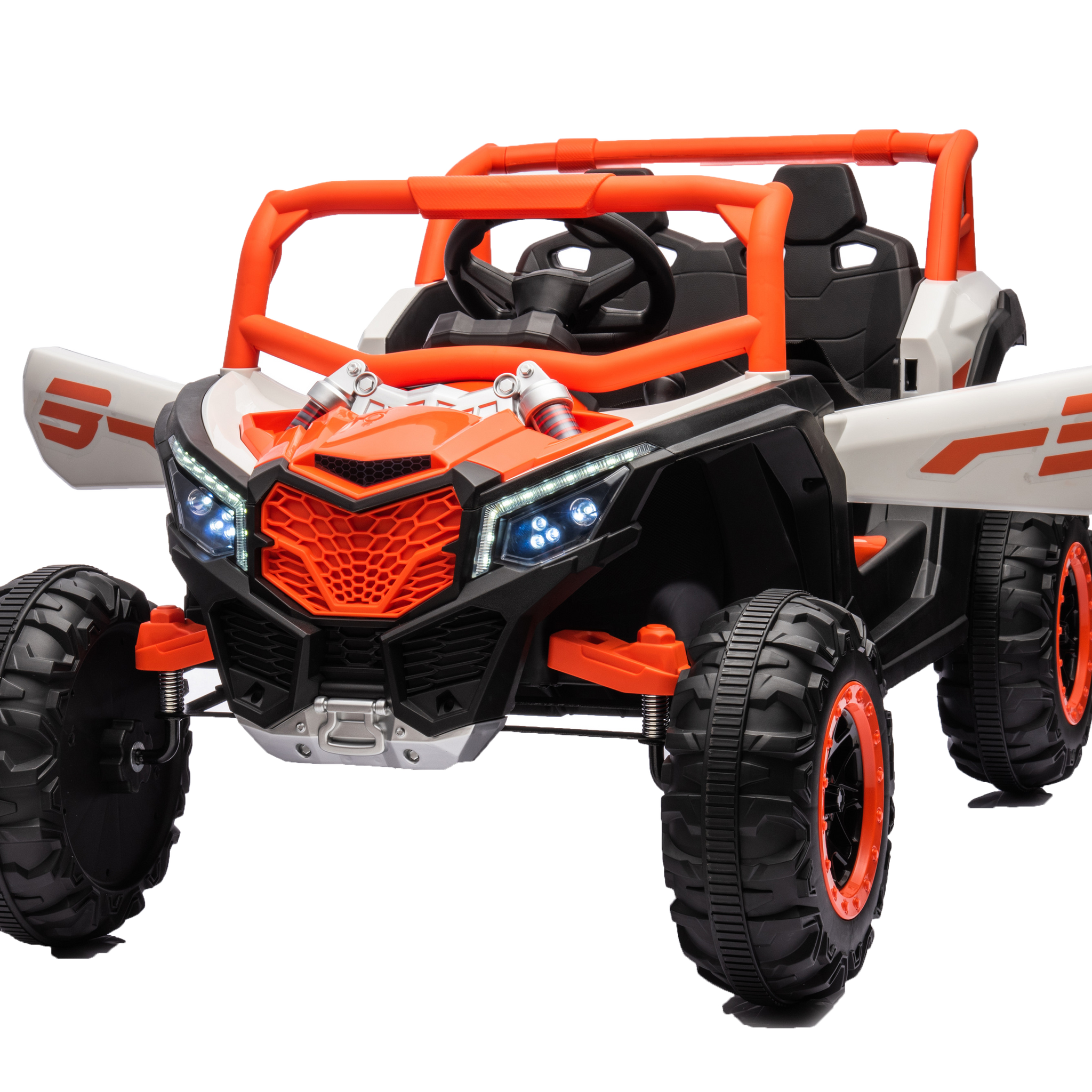 Ride On Car, Kids Electric Utv Car, Tamco Riding Toys For Kids With Remote Control Amazing Gift For 3 6 Years Boys Girls White Light Orange 50 99 Lbs Plastic