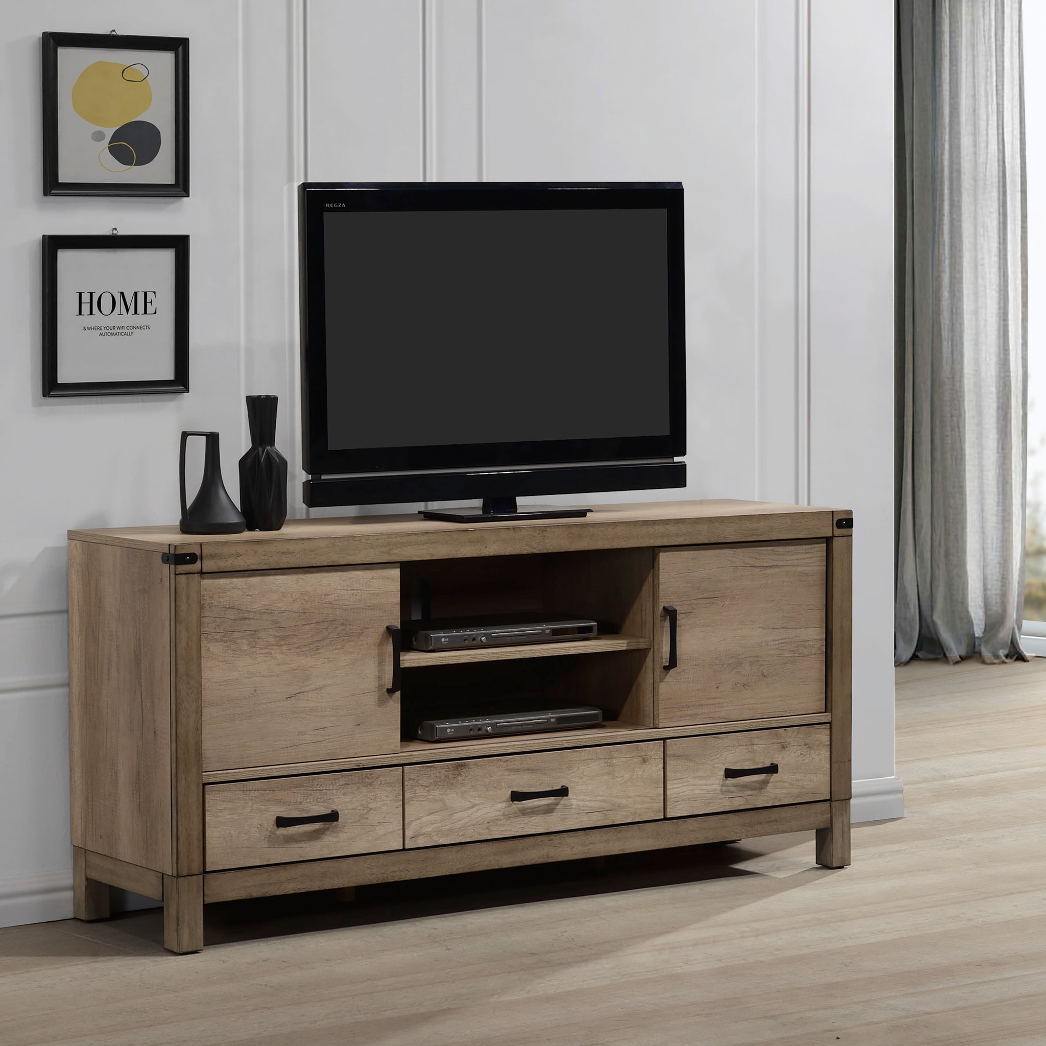Matteo Tv Stand Brown Light Brown Wood