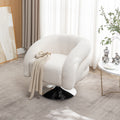 Modern Style White Single Swivel Sofa Chair, Teddy Upholstered Single Sofa With Round And Fluffy Reading Chair, Suitable For Living Room, Bedroom, Corner. White Bedroom Modern Wood
