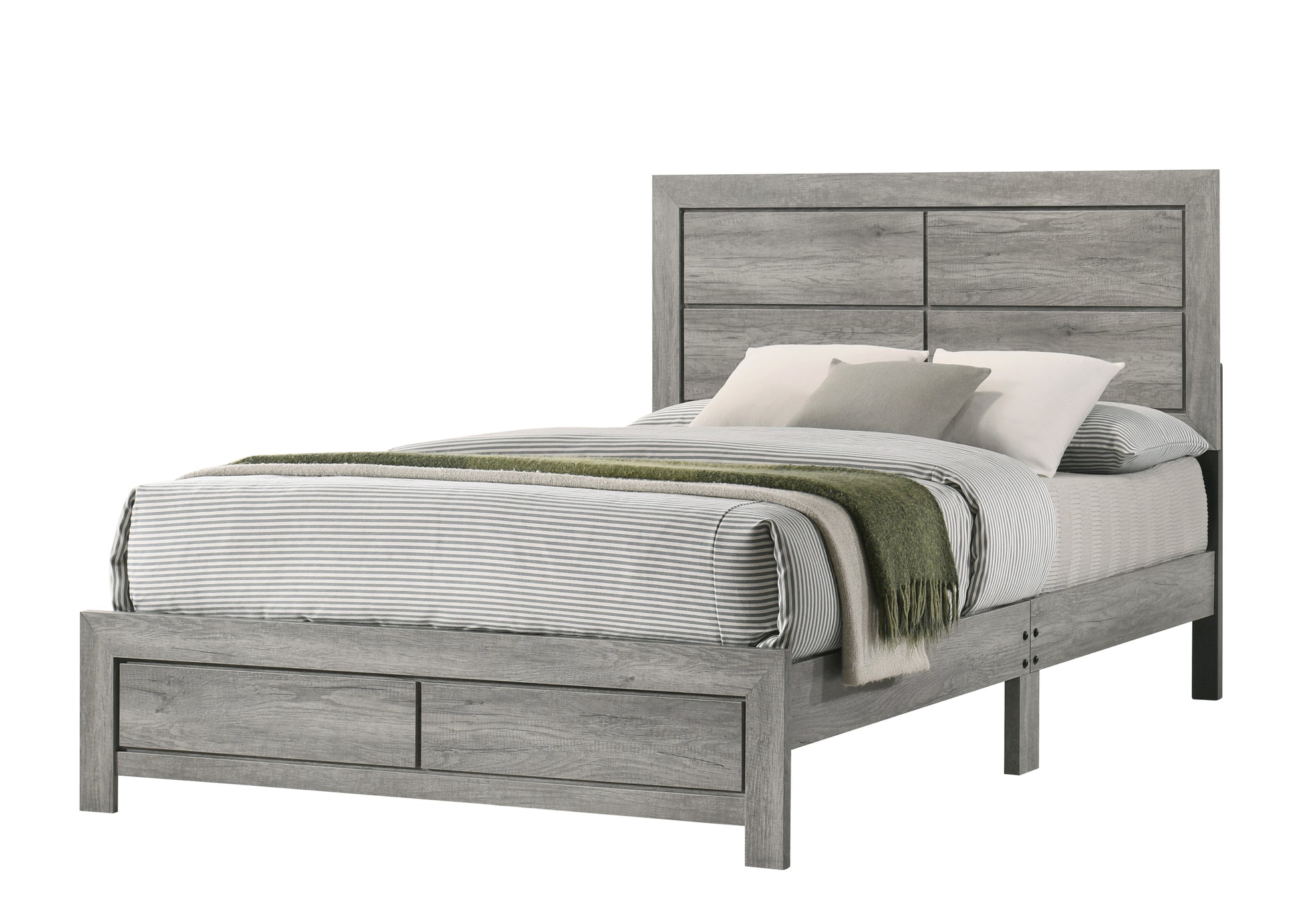 Hopkins King Bed 1 Box Gray Gray Wood