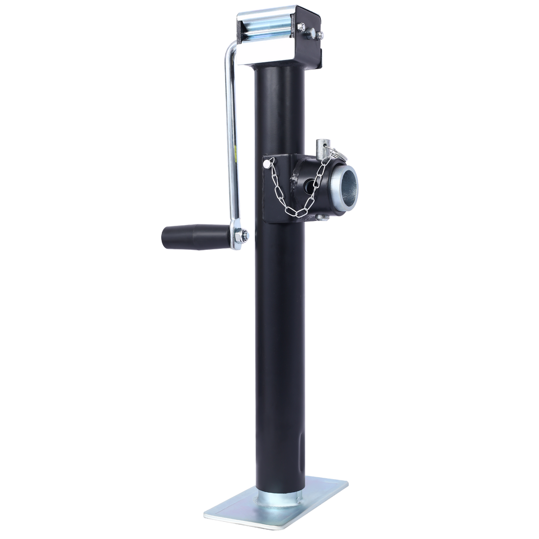 Weld On Pipe Mount Swivel Trailer Jack, 5,000 Lbs. 15 1 2 Inches Vertical Travel, Black Black Steel