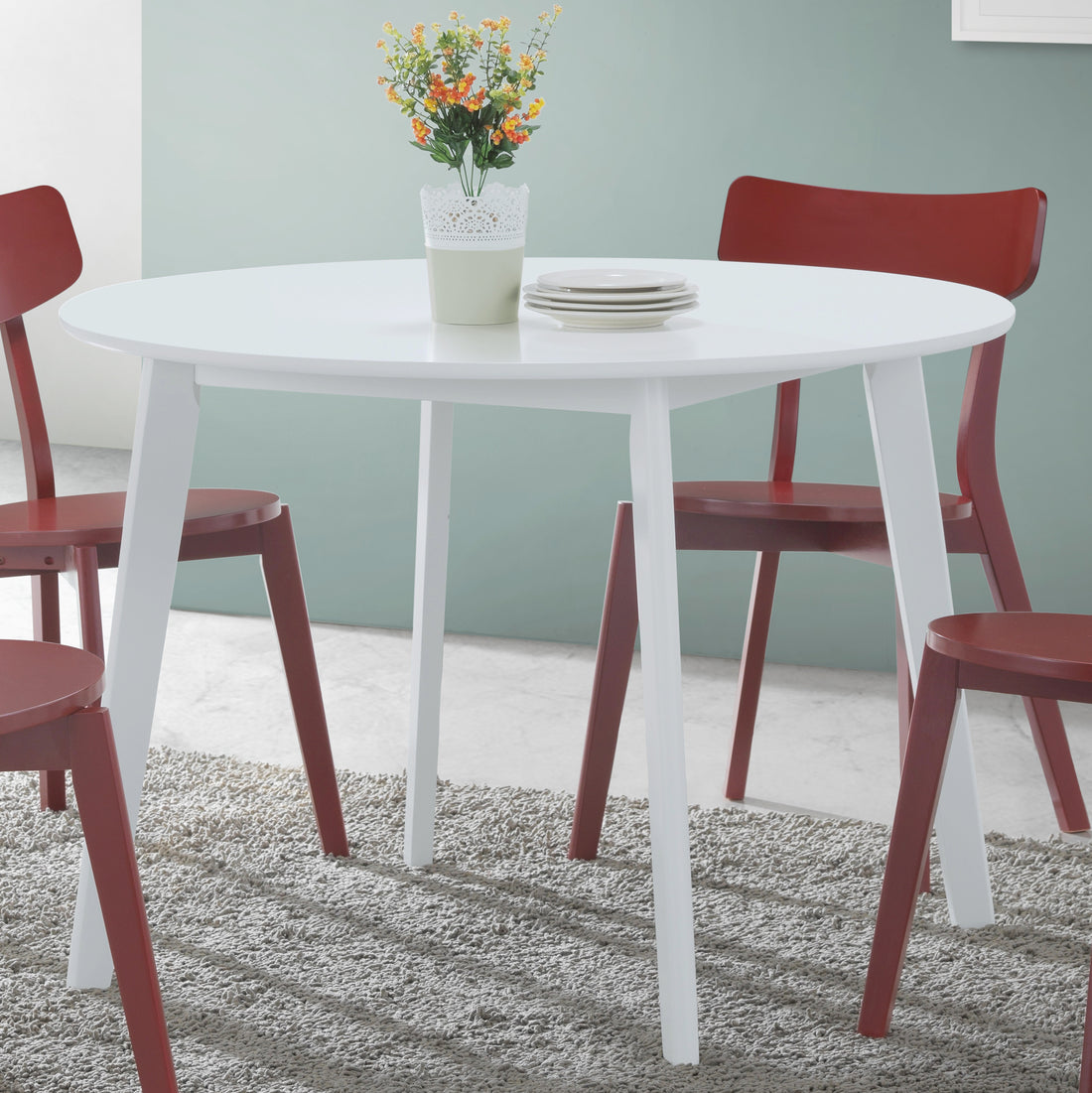 Roma Contemporary White Round Dining Table White Wood